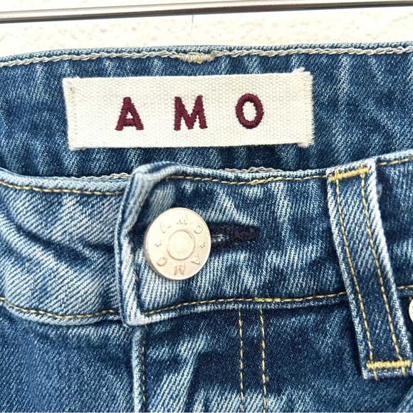 AMO Kate Straight Leg Jeans Denim Pants Mid Rise Girl Crush Wash Blue Size 27 - Picture 6 of 16